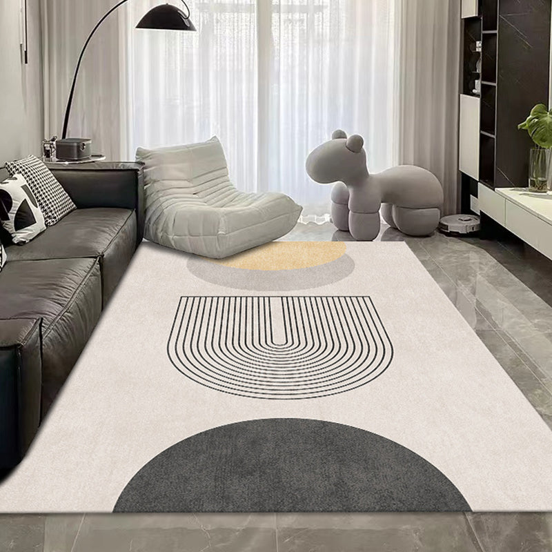 Contemporary Polyster Banded Pattern Bedroom Rectangle Stain Resistant Area Carpet