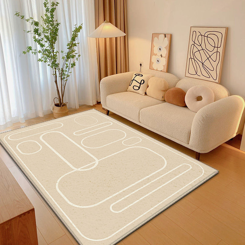 Rectangle Bedroom Striped Pattern Polyster Non-Slip Backing Contemporary Carpet