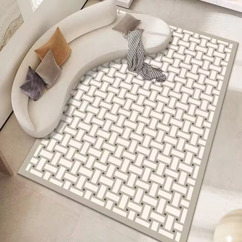 Contemporary Abstract Printed Bedroom Stain Resistant Rectangle Polyster Indoor Rug