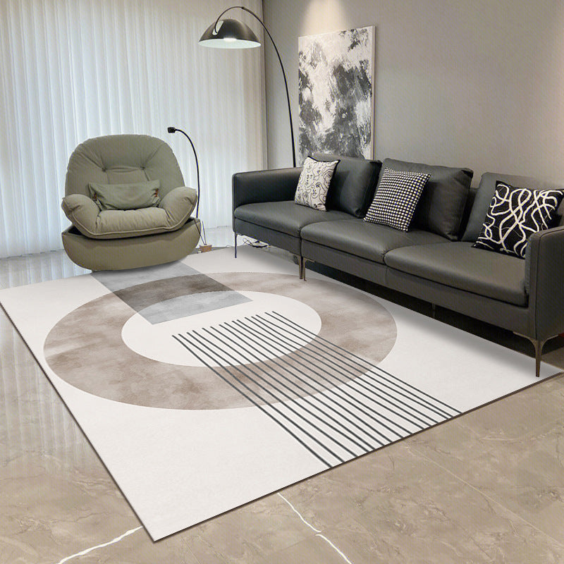 Modern Rectangle Polyster Area Carpet Living Room Non-Slip Backing Geometric Pattern