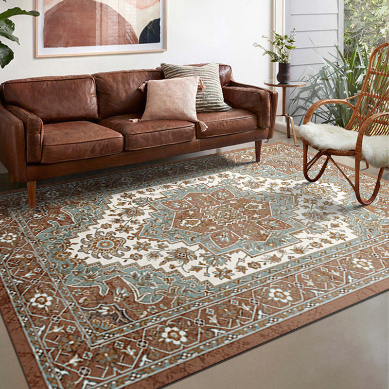 Stain Resistant Polyster Living Room Carpet Southwestern Print Shabby Chic Rectangle