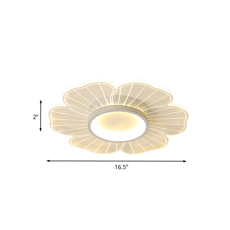 White Flower Flushmount Lamp Contemporary 16.5"/20.5"/24.5" Wide LED Acrylic Ultra-Thin Flush Mount in White/Warm Light
