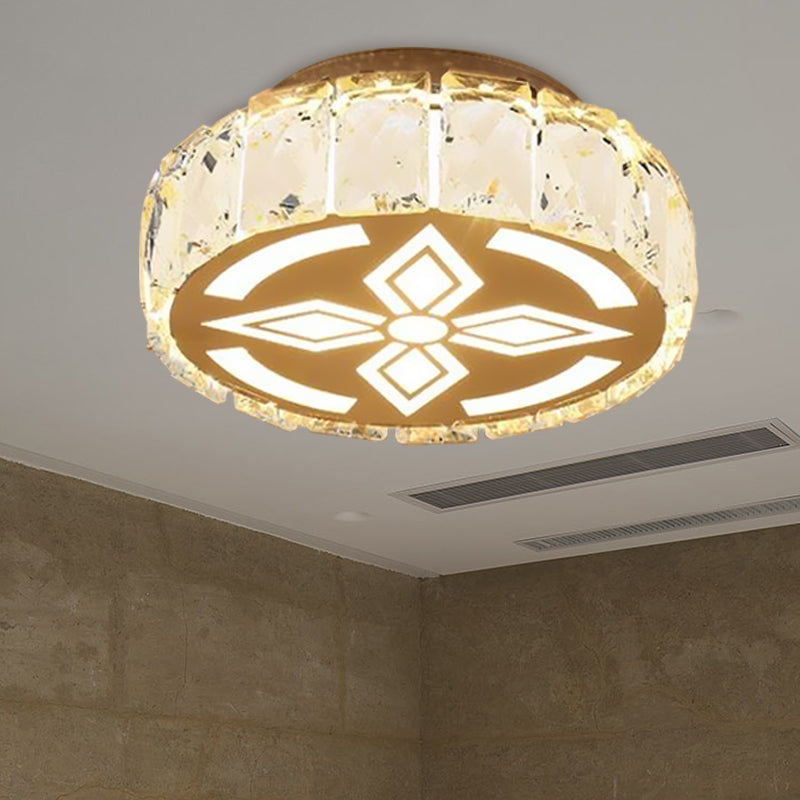 Prismatic Crystal Chrome Ceiling Flush Flower Patterned Circle Modernist LED Flush Mount Light Fixture