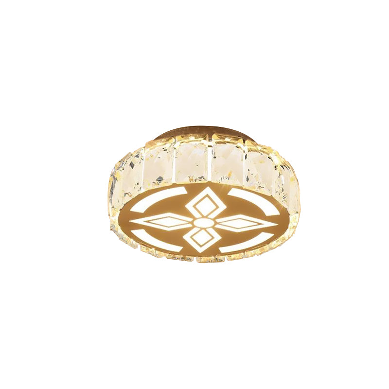 Prismatic Crystal Chrome Ceiling Flush Flower Patterned Circle Modernist LED Flush Mount Light Fixture