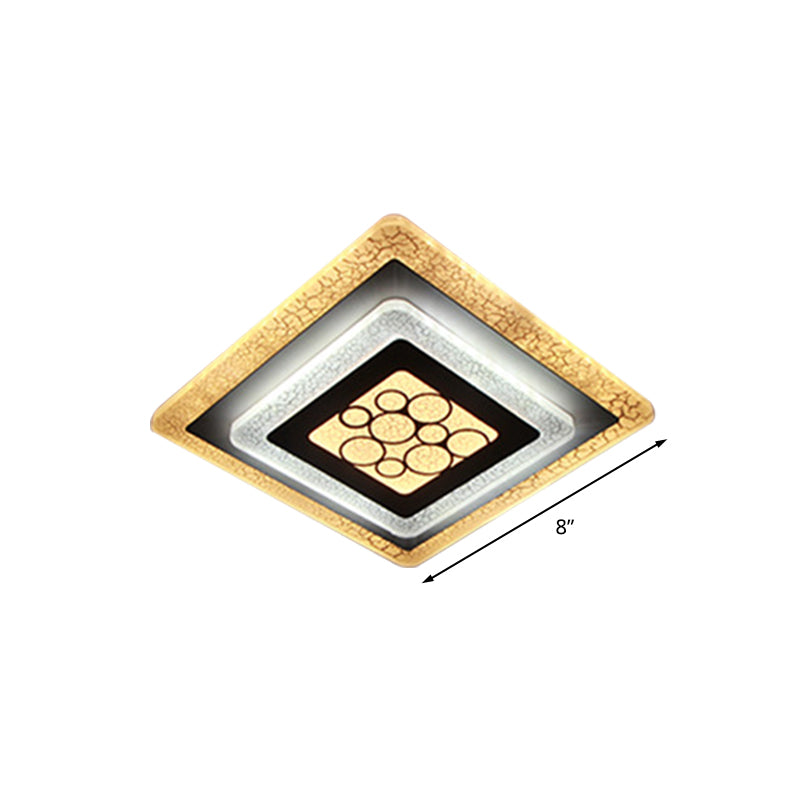 White-Black Rhombus Flushmount Light Modern LED Acrylic Ceiling Flush with Crackle Design