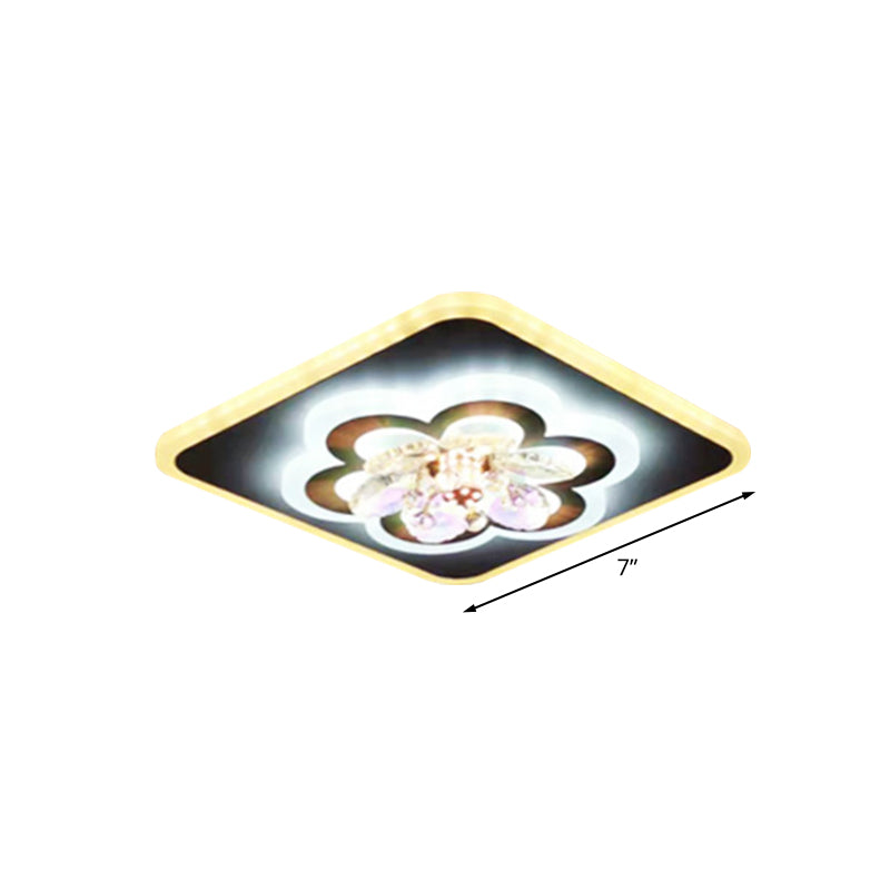 Contemporary Floral Flush Lighting Acrylic LED Foyer Flush Lamp in White with Crystal Accent