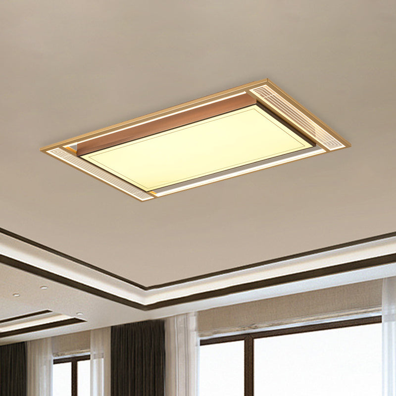 Brown Square/Rectangle Flush Mount Modernist LED Metallic Flush Ceiling Light Fixture, 21"/39" Length