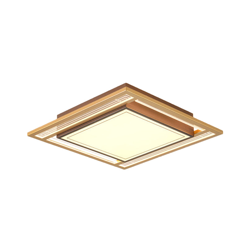 Brown Square/Rectangle Flush Mount Modernist LED Metallic Flush Ceiling Light Fixture, 21"/39" Length