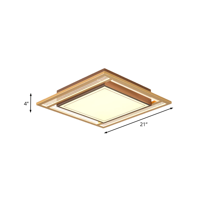 Brown Square/Rectangle Flush Mount Modernist LED Metallic Flush Ceiling Light Fixture, 21"/39" Length