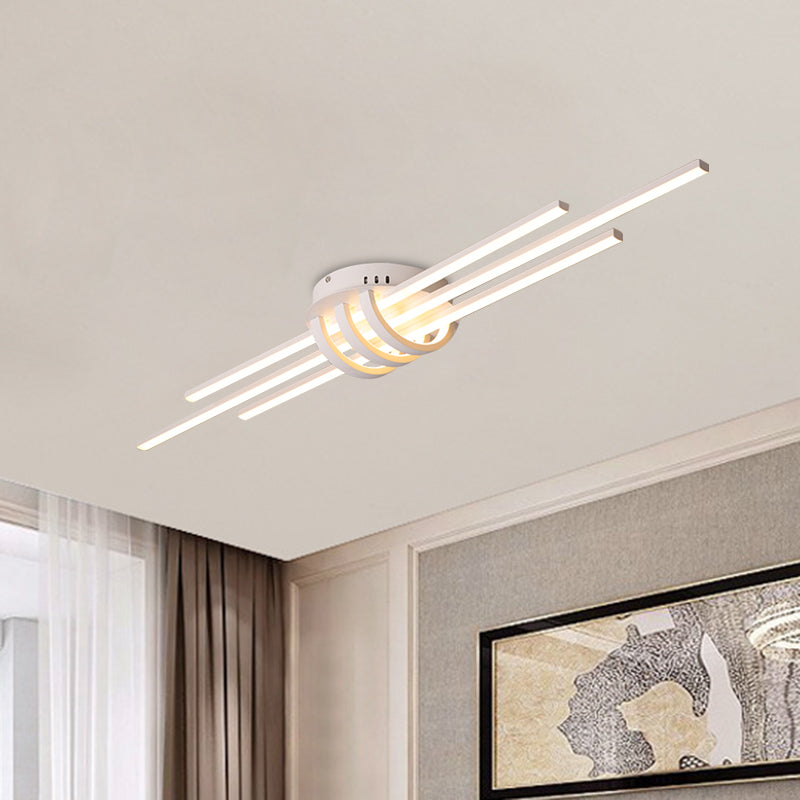 White/Black Slim Linear Flush Light Fixture Simple LED Acrylic Flush Mount Ceiling Lamp over Table