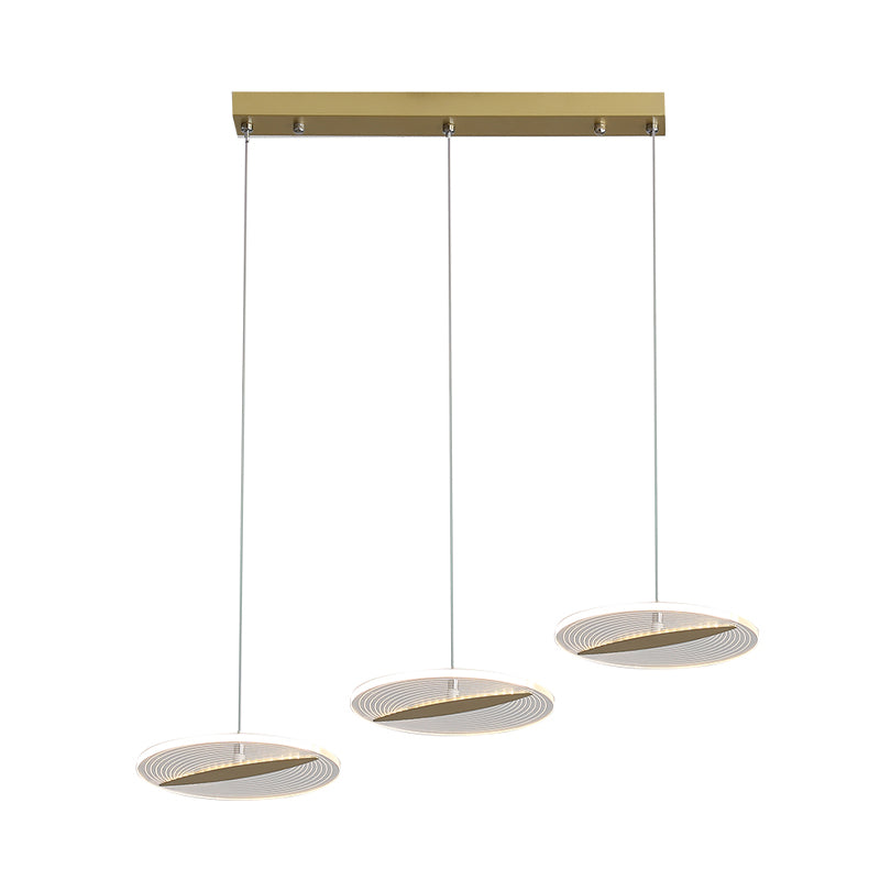 Disk Multi-Pendant Minimalist Acrylic 3 Heads Dining Room LED Ceiling Hang Fixture in White/Black/Gold