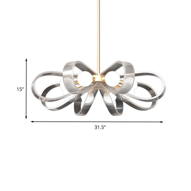 White Flower Chandelier Pendant Light Contemporary 8 Heads Acrylic Ceiling Hang Fixture