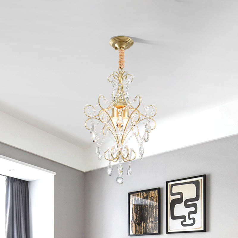 3 luces Candelier Lighting Country Gold Finish Kit de luz de cristal de cristal con diseño de desplazamiento