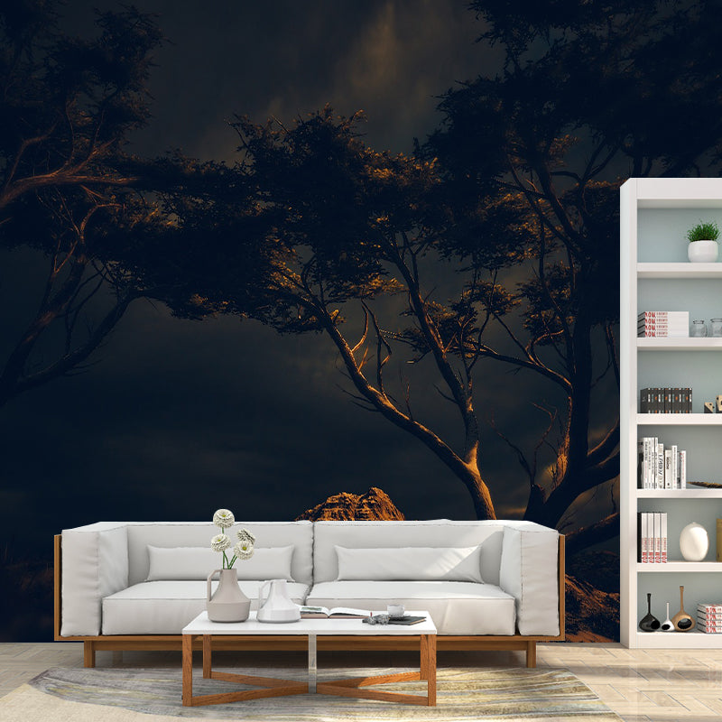 Illustrator Town Motif Wall Mural Antifouling for Living Room Decoration