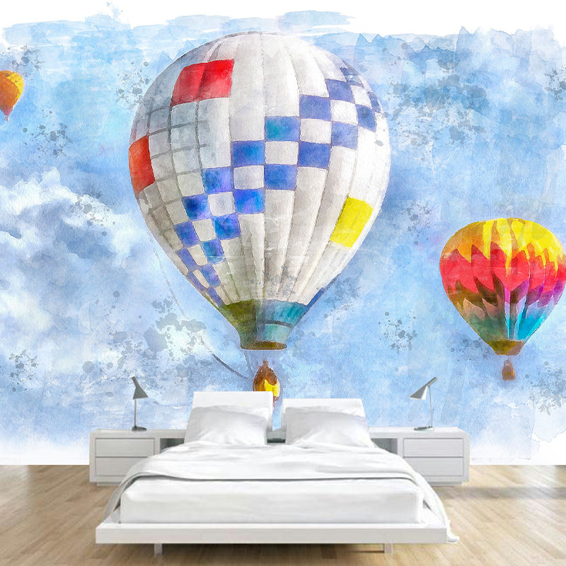 Illustrator Hot Air Balloon Pattern Wall Mural Antifouling for Wall Decor