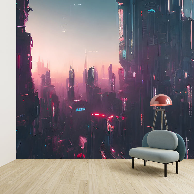 City Skyscraper Pattern Wall Mural Moisture Resistant for Wall Decor