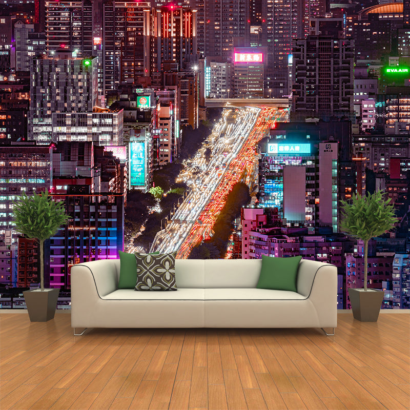 City Skyscraper Pattern Wall Mural Moisture Resistant for Wall Decor