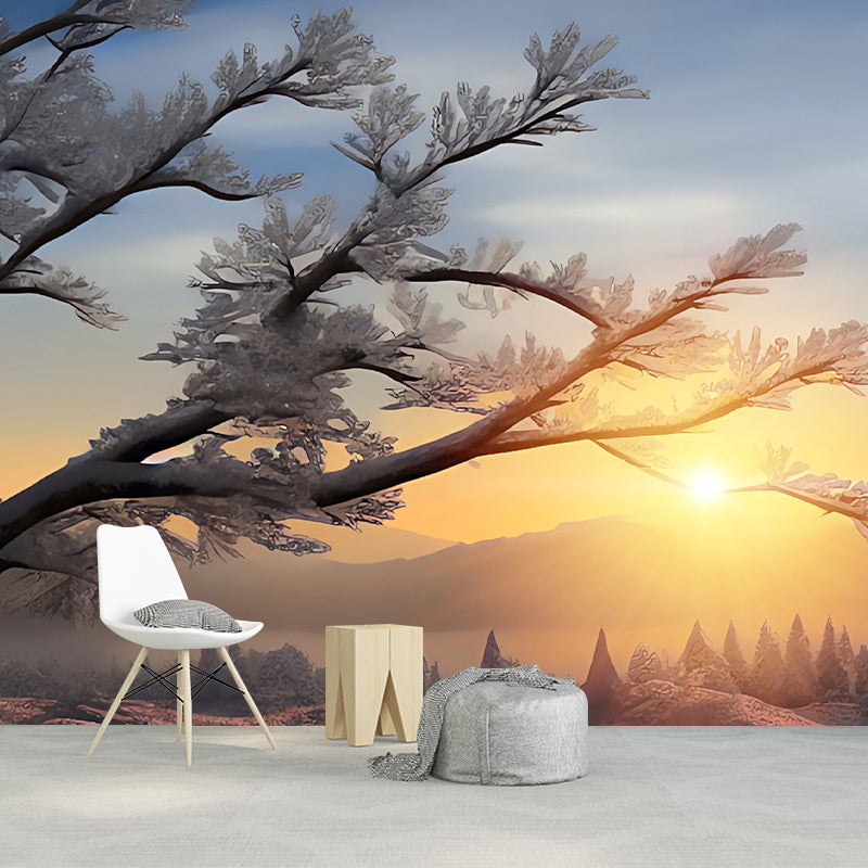 Forest Illustration Pattern Mural Moistureproof for Living Room and Bedroom Decoration
