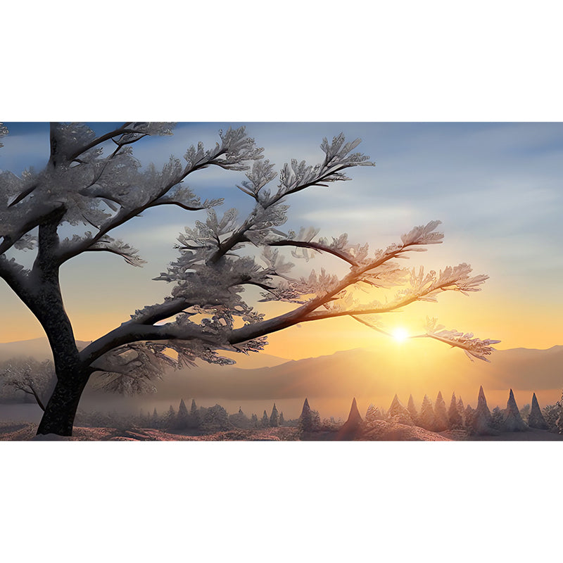 Forest Illustration Pattern Mural Moistureproof for Living Room and Bedroom Decoration