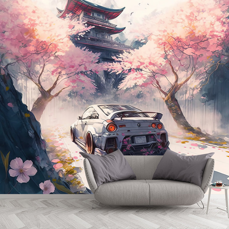 Car Illustration Pattern Mural Moistureproof for Living Room and Bedroom Decoration