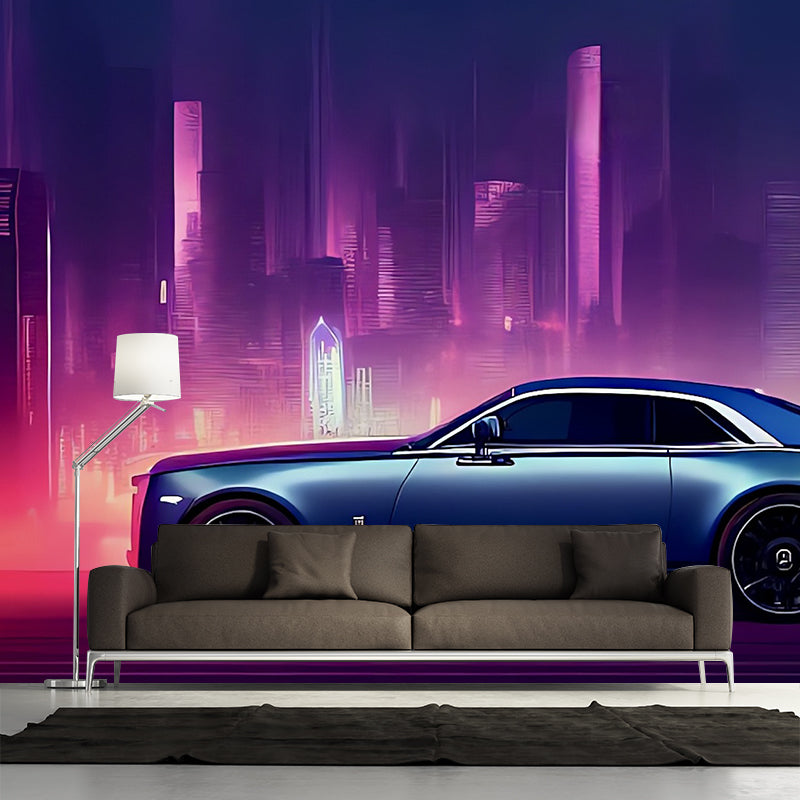 Car Illustration Pattern Mural Moistureproof for Living Room and Bedroom Decoration