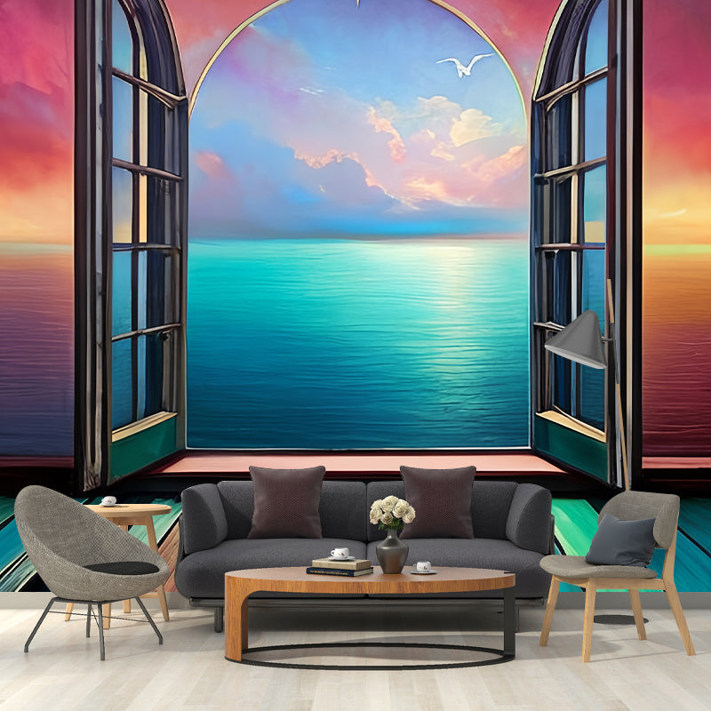 Illustrated Landscape Pattern Mural Moistureproof for Living Room and Bedroom Decoration