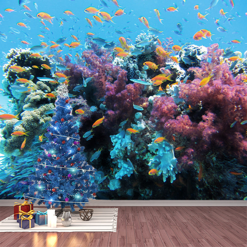 Ocean Fish Pattern Wall Mural Waterproof for Living Room and Bedroom Decoration