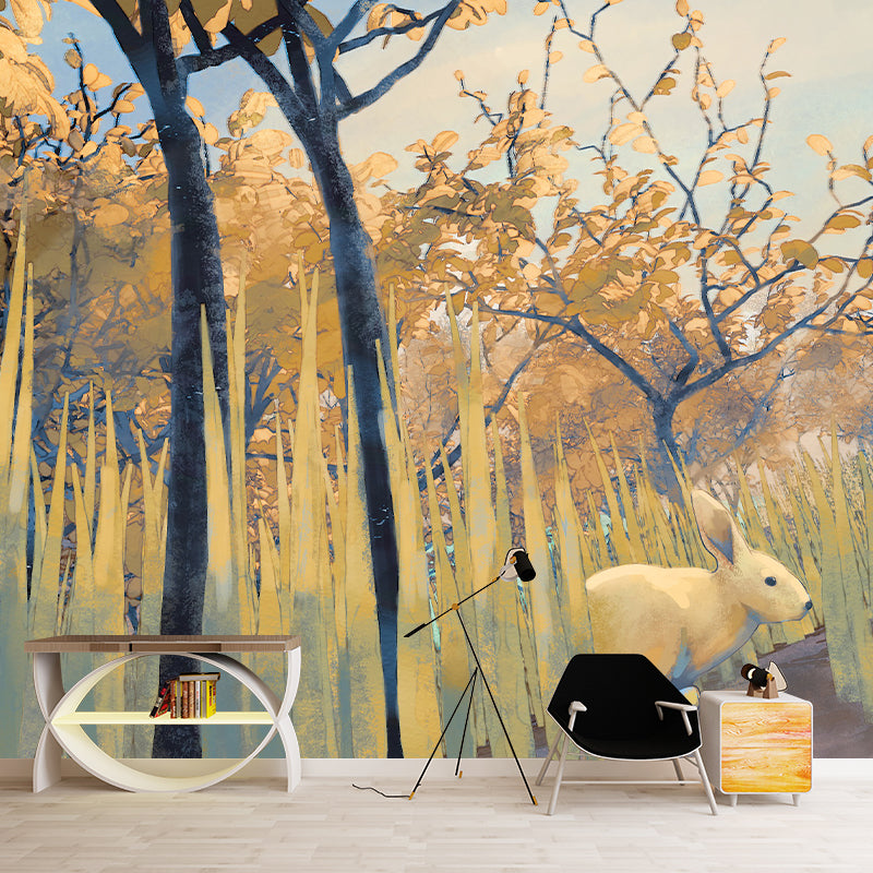 Forest Rabbit Illustration Mural Waterproof for Living Room and Bedroom Decoration