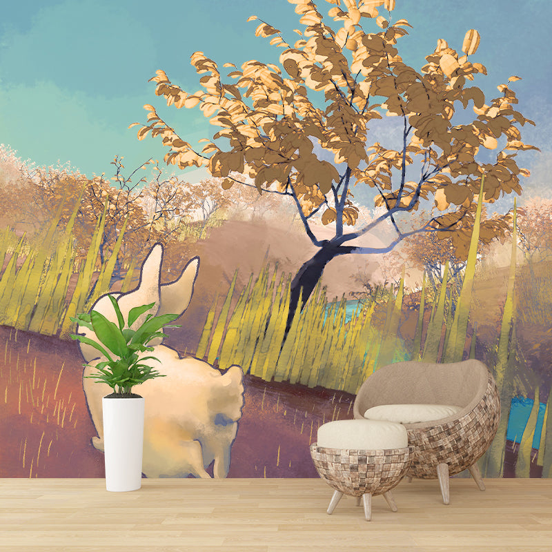 Forest Rabbit Illustration Mural Waterproof for Living Room and Bedroom Decoration