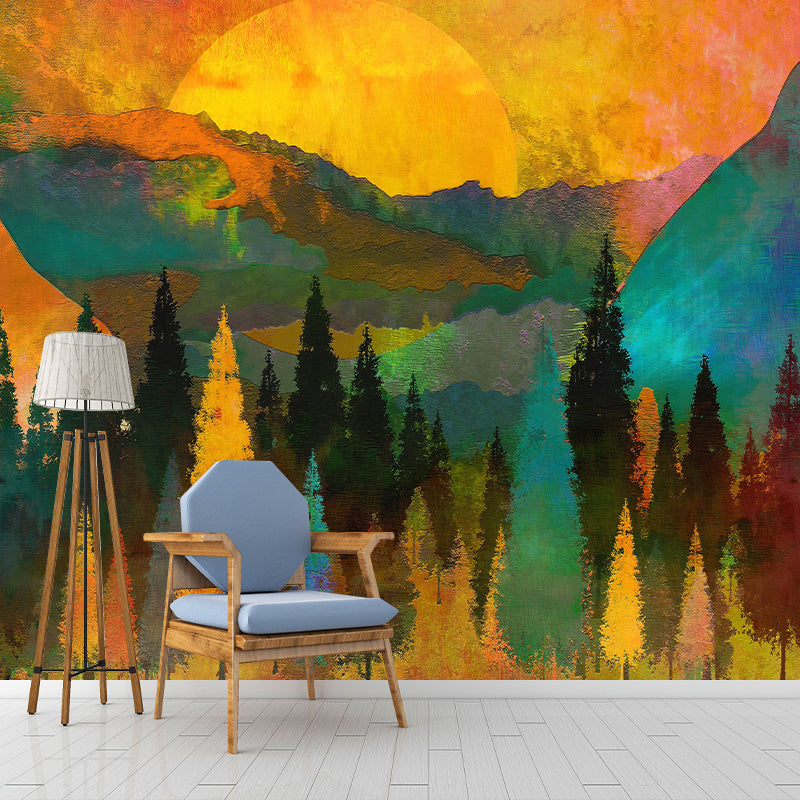 Creative Forest Illustration Mural Waterproof for Living Room and Bedroom Decoration