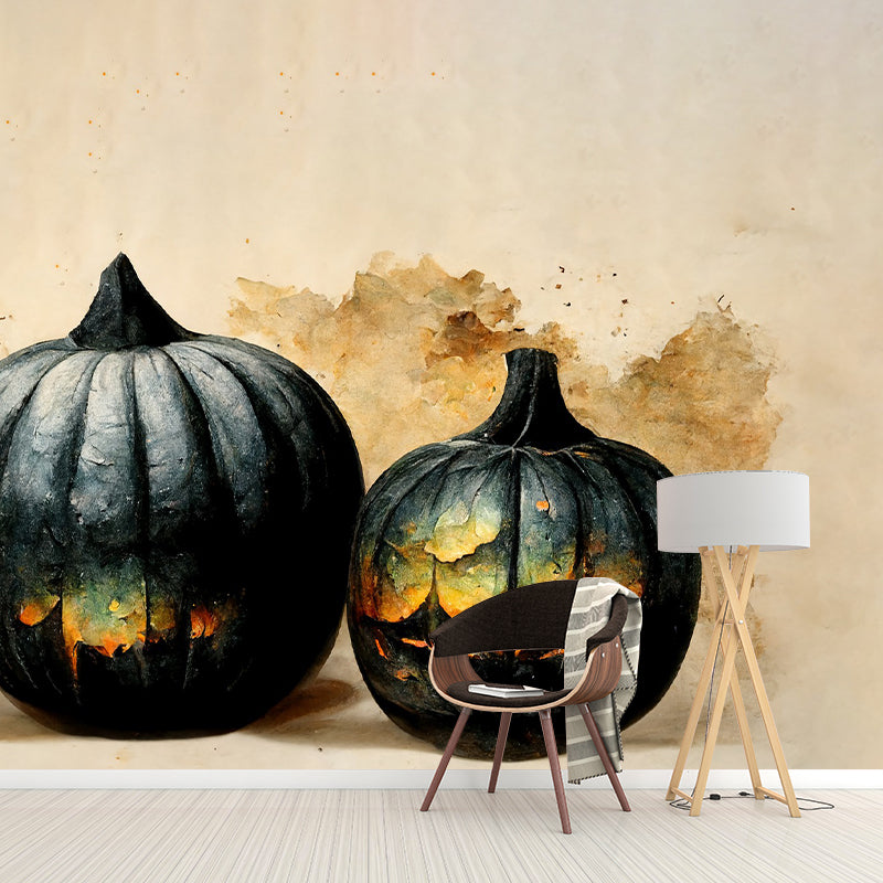 Halloween Pumpkin Pattern Wall Mural Moistureproof for Living Room and Bedroom Decoration