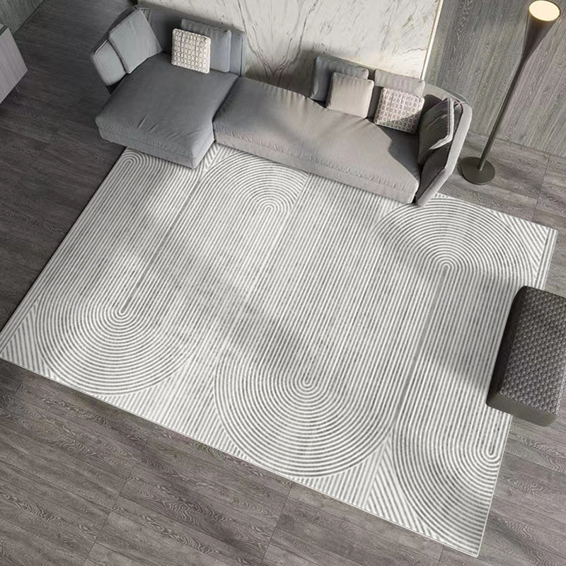 Contemporary Polyster Rectangle Striped Print Living Room Washable Indoor Rug
