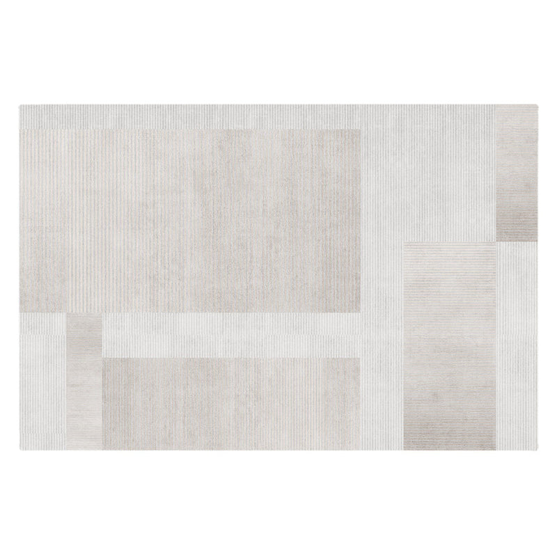 Contemporary Polyster Rectangle Striped Print Living Room Washable Indoor Rug