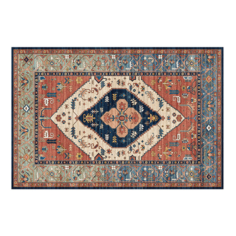 Persian Southwestern Print Polyster Non-Slip Backing Rectangle Bedroom Carpet