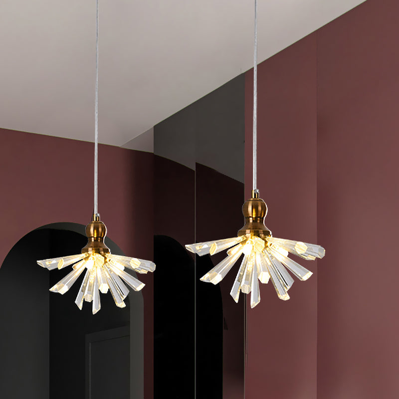 1 Kopf Daisy Blume Mini Hanging Lampe Kunst Dekor Gold Kristallstangen Pendelleuchte Leuchte