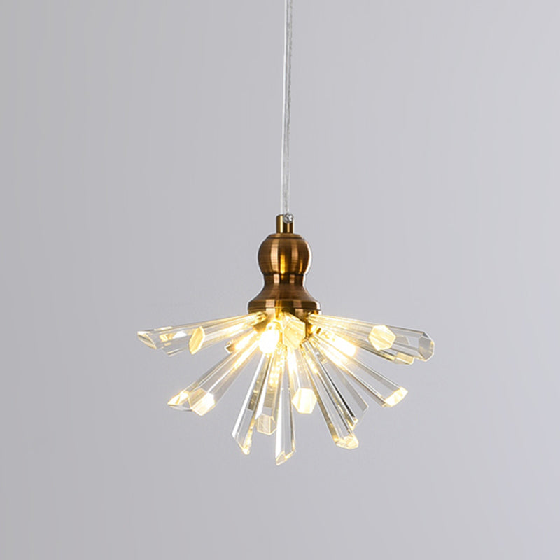 1 Kopf Daisy Blume Mini Hanging Lampe Kunst Dekor Gold Kristallstangen Pendelleuchte Leuchte