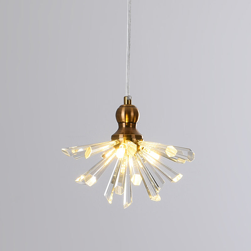 1 Head Daisy Flower Mini Hanging Lamp Art Decor Gold Crystal Rod Pendant Light Fixture