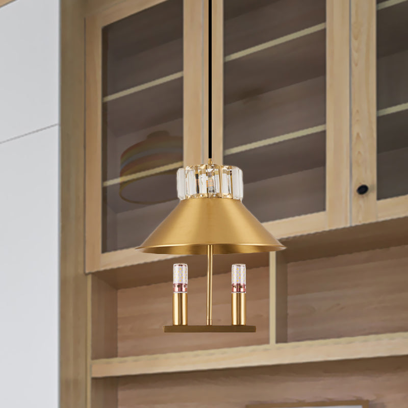 Suspension de suspension en laiton Light Light Simple Crystal incorporé 1-Light Bedroom suspendu lampe de lampe
