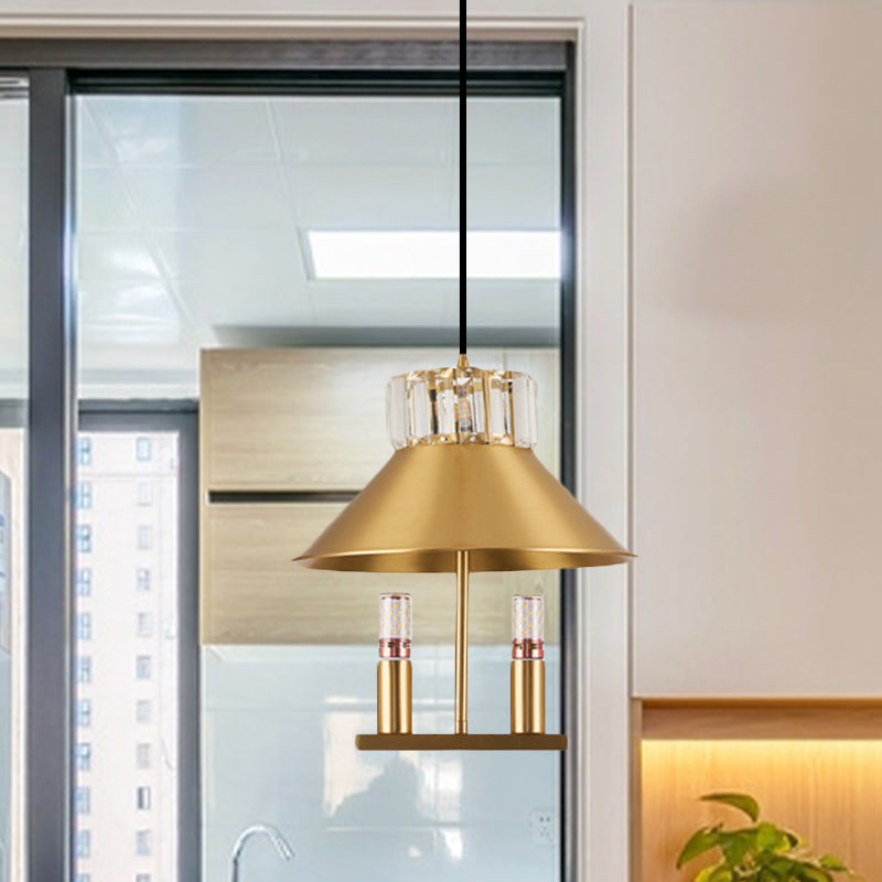 Suspension de suspension en laiton Light Light Simple Crystal incorporé 1-Light Bedroom suspendu lampe de lampe