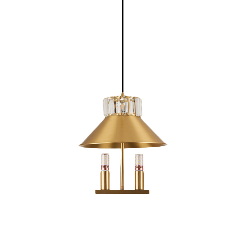 Suspension de suspension en laiton Light Light Simple Crystal incorporé 1-Light Bedroom suspendu lampe de lampe