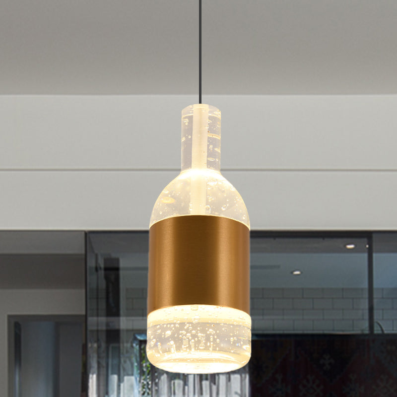 Bottle/Wine Cup Water Crystal Ceiling Pendant Decorative Dining Table LED Suspension Light in Gold