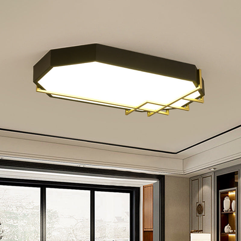 Black-Gold Geometric Ceiling Mounted Light Modern 23.5"/31.5" Long LED Metal Flushmount Lamp