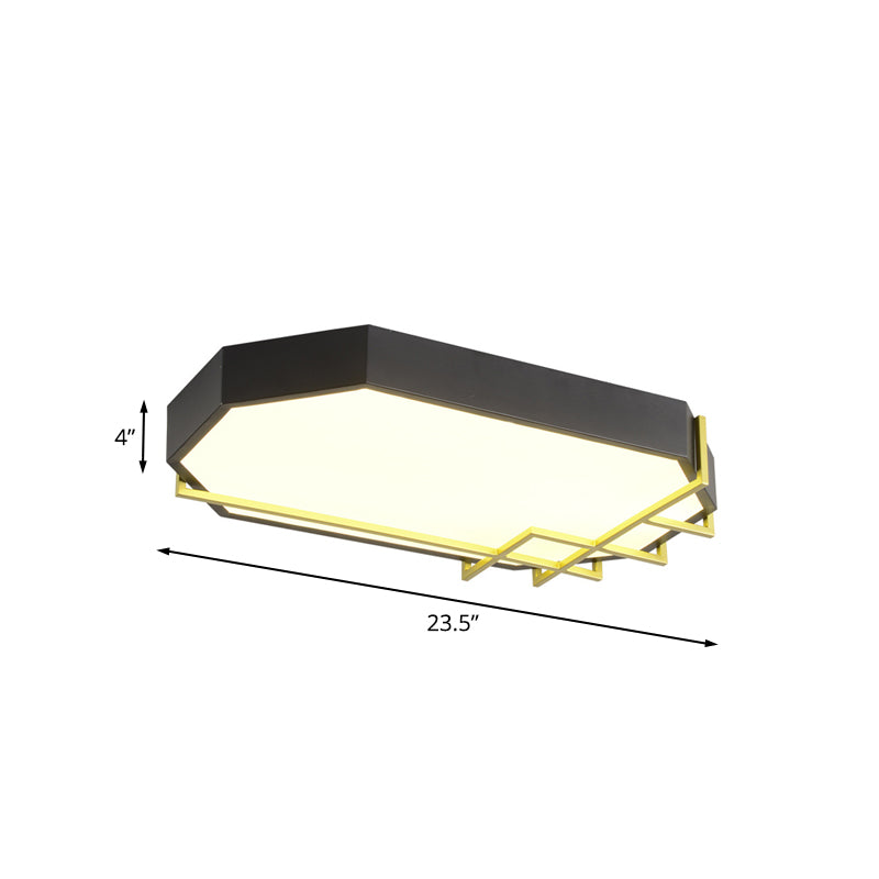 Black-Gold Geometric Ceiling Mounted Light Modern 23.5"/31.5" Long LED Metal Flushmount Lamp