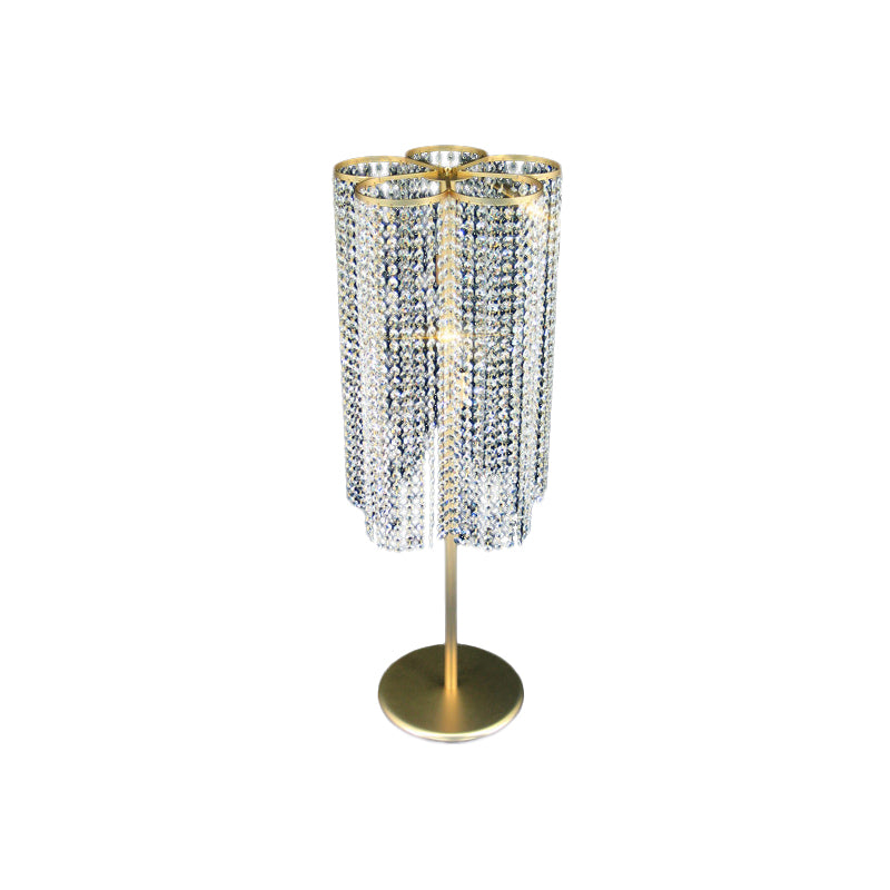 Crystal kralen Tassel drape tafel licht modernistische 1-licht hotel nachtstandaard lamp in goud