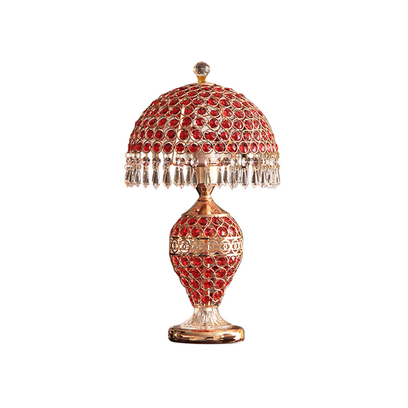 Lumo da tavolo da vaso di vaso retrò lampada da notte a cristallo singolo con il paralume a cupola e goccia in oro