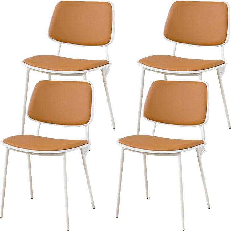 Contemporary Style Faux Leather Open Back Dining Side Chair for Home