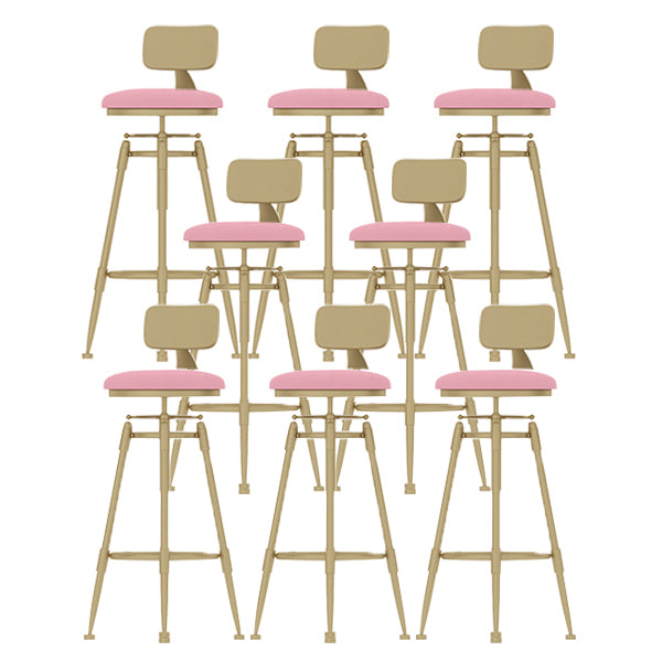 Contemporary Adjustable Height Swivel Round Bar Stool with Footrest