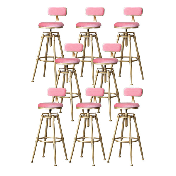 Contemporary Adjustable Height Swivel Round Bar Stool with Footrest