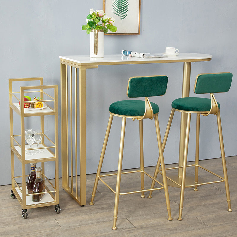 Metal Low Back Counter-height Stool with Footrest and Upholstered