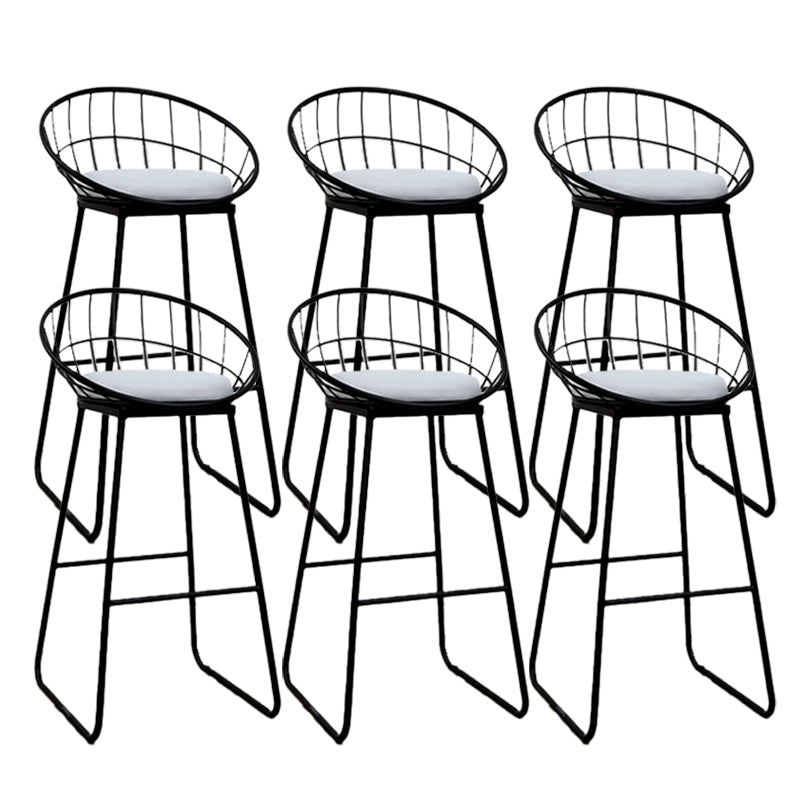 Metal Low Back Counter-height Stool with Footrest and Upholstered
